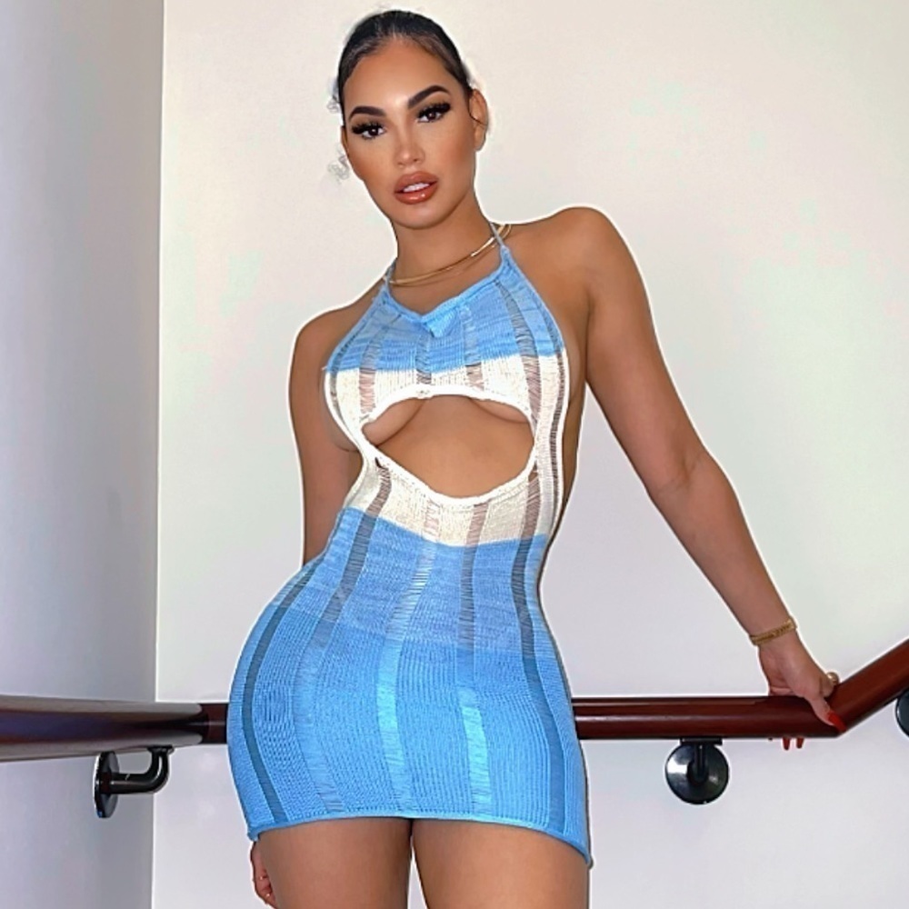Vaca Mesh Halter Dress